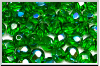 B�hm. Glasschliffperle, feuerpol., 6mm, kelly green, trans., AB, 25 Stk.