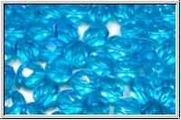 B�hm. Glasschliffperle, feuerpol., 6mm, ocean blue, trans., 25 Stk.