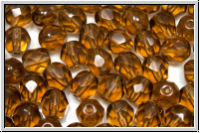 B�hm. Glasschliffperle, feuerpol., 6mm, topaz, smoked, trans., 25 Stk.
