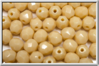 B�hm. Glasschliffperle, feuerpol., 6mm, beige, op., 25 Stk.