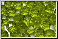 B�hm. Glasschliffperle, feuerpol., 6mm, olivine, lt., trans., 25 Stk.