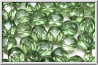 B�hm. Glasschliffperle, feuerpol., 6mm, chrysolite, trans., luster, 25 Stk.