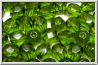 B�hm. Glasschliffperle, feuerpol., 6mm, olivine, dk., trans., 25 Stk.