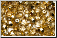 B�hm. Glasschliffperle, feuerpol., 5mm, crystal, trans., light topaz half apollo, 25 Stk.