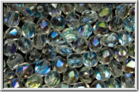 B�hm. Glasschliffperle, feuerpol., 5mm, crystal, trans., AB, 25 Stk.