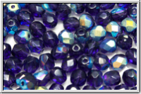 B�hm. Glasschliffperle, feuerpol., 5mm, purple velvet, trans., AB, 25 Stk.