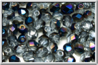 B�hm. Glasschliffperle, feuerpol., 5mm, crystal, trans., half azuro, 25 Stk.