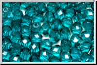 B�hm. Glasschliffperle, feuerpol., 5mm, indicolite, trans., 25 Stk.