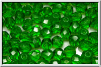B�hm. Glasschliffperle, feuerpol., 5mm, kelly green, trans., 25 Stk.
