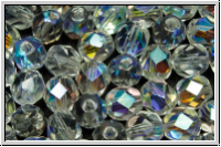 B�hm. Glasschliffperle, feuerpol., 7mm, crystal, trans., AB, 10 Stk.