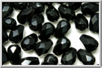 B�hm. Glasschliffperle, Tropfen, 7x5mm, black, op., 15 Stk.