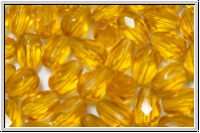 B�hm. Glasschliffperle, Tropfen, 7x5mm, topaz, trans., 15 Stk.
