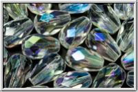 B�hm. Glasschliffperle, Tropfen, 10x7mm, crystal, trans., AB, 10 Stk.