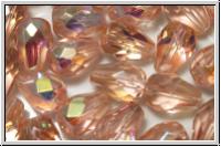 B�hm. Glasschliffperle, Tropfen, 9x7mm, rosaline, trans., AB, 10 Stk.