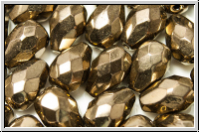 B�hm. Glasschliffperle, Tropfen, 10x7mm, bronze, met., 10 Stk.