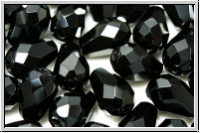 B�hm. Glasschliffperle, Tropfen, 10x7mm, black, op., 10 Stk.