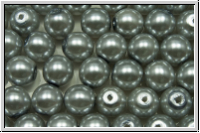 b�hm. Glaswachsperlen, 6mm, light grey, shiny, 20 Stk.