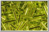 MBU-2-0014, MIYUKI Bugles, Nr. 2 (6mm), green, lime, trans., silver-ld., 10 g