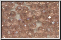 Kristallschliffperle, rund, 4mm, salomon, dk., trans. galv. AB, 50 Stk.