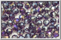 Kristallschliffperle, rund, 4mm, blue, midnight, trans. galv. AB, 50 Stk.