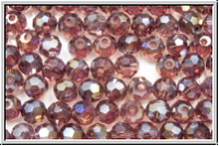 Kristallschliffperle, rund, 4mm, purple, trans. galv. AB, 50 Stk.