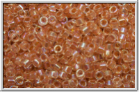 DB0054, MIYUKI Delica, 11/0, crystal, trans., peach-ld., AB, 5g