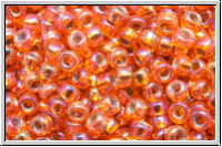 RR-11-1008, MIYUKI Rocailles, 11/0, orange, trans., silver-ld., AB, 10g