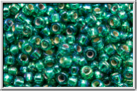 RR-11-1017, MIYUKI Rocailles, 11/0, emerald, trans., silver-ld., AB, 10g