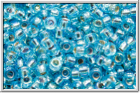 RR-11-1018, MIYUKI Rocailles, 11/0, aqua, trans., silver-ld., AB, 10g