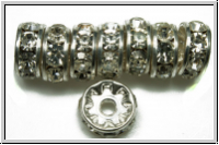 Strassrondell, tschech., 10mm, silber - crystal, trans., 1 Stk.