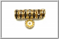 Strassrondell, tschech., 6mm, gold - topaz, smoked, tans., 1 Stk.