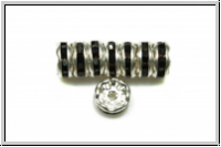 Strassrondell, tschech., 6mm, silber - black, op., 1 Stk.