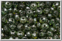 b�hm. Schliffperle, Donut, 2x3mm, crystal, trans., blue/brown marbled, 30 Stk.