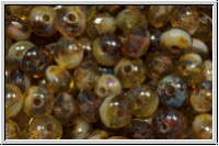b�hm. Schliffperle, Donut, 3x5mm, topaz, smoke, trans., ombriert, picasso, 30 Stk.