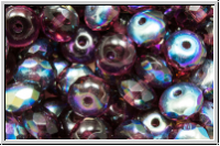 b�hm. Schliffperle, Donut, 4x6mm, amethyst, dk., trans., AB, 20 Stk.