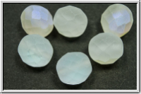 B�hm. Glasschliffperle, feuerpol., 10mm, crystal, trans., matte, AB, 6 Stk.