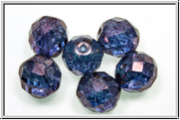 B�hm. Glasschliffperle, feuerpol., 10mm, crystal, trans., vega luster, 6 Stk.
