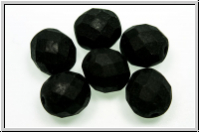 B�hm. Glasschliffperle, feuerpol., 10mm, black, op., matte, 6 Stk.