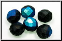 B�hm. Glasschliffperle, feuerpol., 10mm, black, op., matte, AB, 6 Stk.