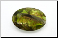 Cabochon, 25x18mm, olivine/silver/crystal, Glas, 1 Stk.