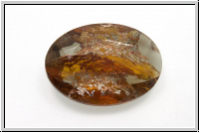 Cabochon, 25x18mm, smoke topaz/silver/crystal, Glas, 1 Stk.