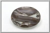 Cabochon, 25x18mm, grey/crystal, silverfoiled, Glas, 1 Stk.
