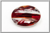 Cabochon, 25x18mm, red/crystal, silverfoiled, Glas, 1 Stk.