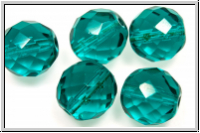 B�hm. Glasschliffperle, feuerpol., 12mm, emerald, trans., 5 Stk.