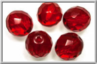 B�hm. Glasschliffperle, feuerpol., 12mm, siam, trans., 5 Stk.