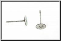 Ohrstecker "mit Klebeplatte", 6mm, antiksilberfb., Edelstahl, 1 Paar