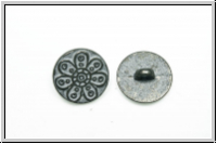 Knopf "Blume", 15mm, silbergrau, Metall, 1 Stk.