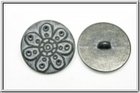 Knopf "Blume", 22mm, silbergrau, Metall, 1 Stk.