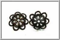 Perlenkappe "Double Flower", 14x4mm, antikkupferfb., Tibetsilber, 2 Stk.