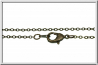 Kette, oval, mit Karabiner, 2x1,7mm, antikmessingfb., Messing, 1 Stk. (41cm)